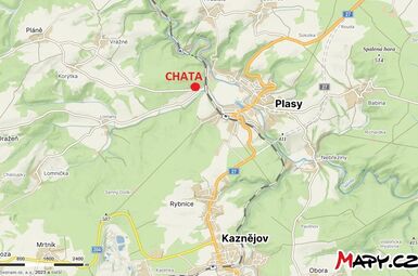 Klimatizovaná chata u lesa a řeky Střely, Plasy