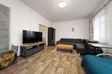 obývací pokoj s kamny